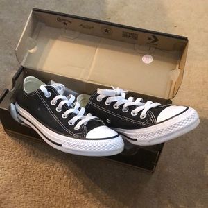 Converse All-Star black low tops (men 5,  women 7)